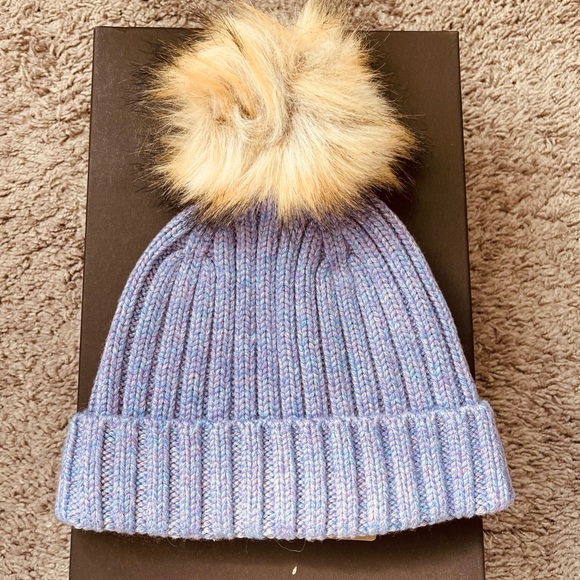 J. Crew Accessories - J. Crew Light purple Knit Hat with Faux Fur Pom